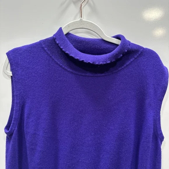 ST.JOHN SPORT  Women's Sweater Sleeveless Blue Cashmere Size Xl Lightweight Knit - Picture 2 of 11
